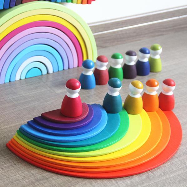 Quality 6cm Large Pastel Rainbow Stacker Nesting Rainbow Block Set for sale