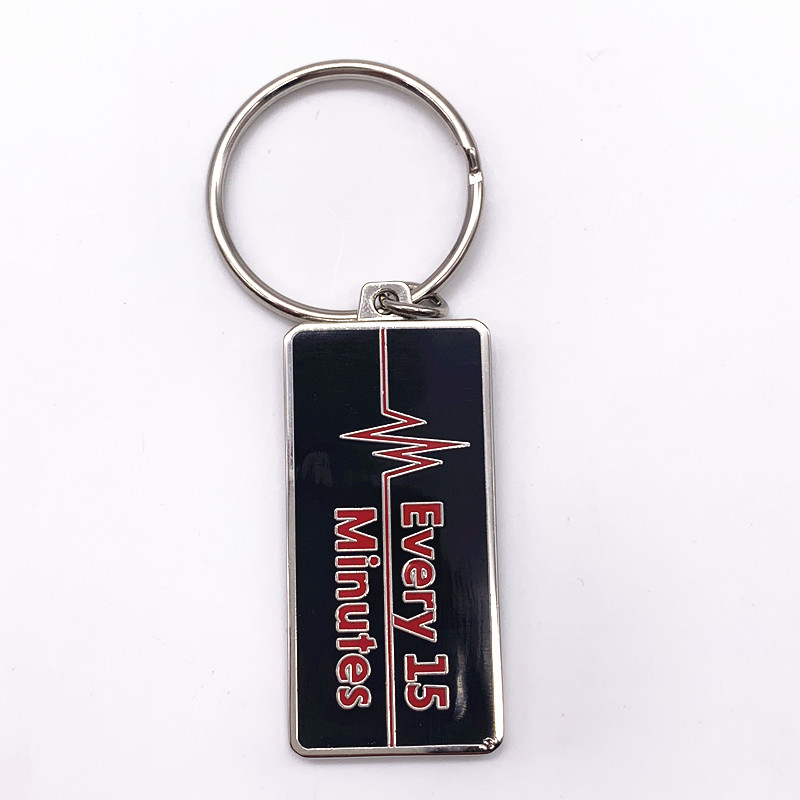 Two Sides Souvenir Keyrings , Silver Nickel Plated Personalised Promotional Keyrings