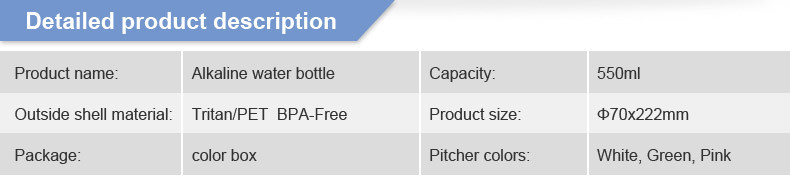 Healthy Alkaline Plastic Water Bottle With Filter Easy Opening Fill Lid And Pour Out