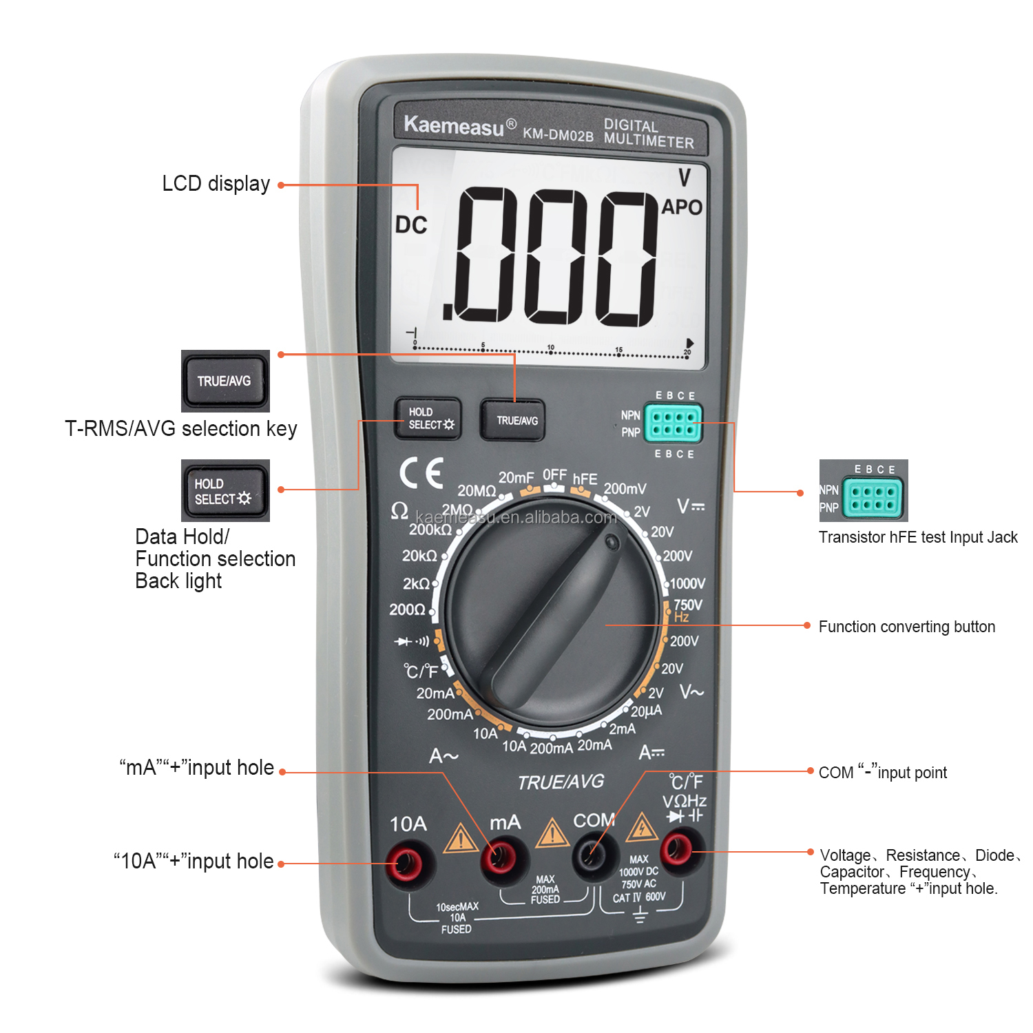 Automotive Digital Multimeters NCV TRMS Bench Voltage Meter Diode Test Continuity Buzzer Multimetro Smart