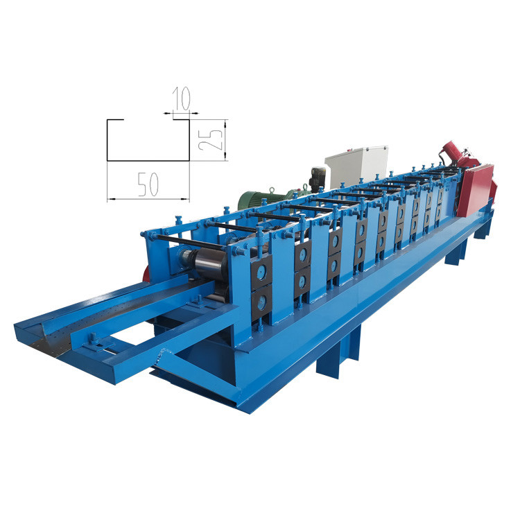 Customized c shape purlin steel profile cold roll forming machine with perforations production line