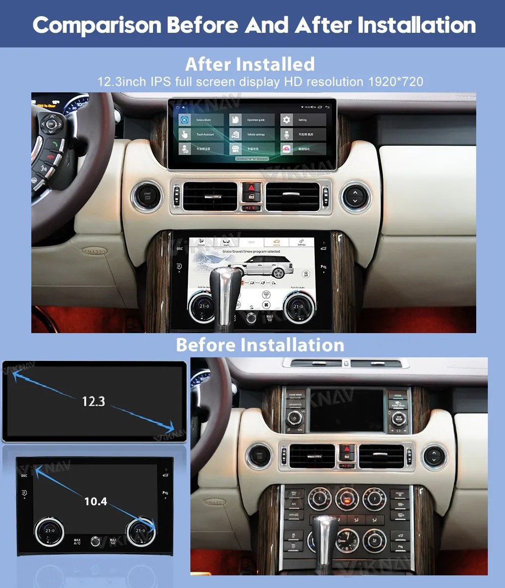12.3 Inch Android Car radio For 2002-2012 Range Rover V8 L322 GPS Navigation Multimedia Player Wireless Carplay