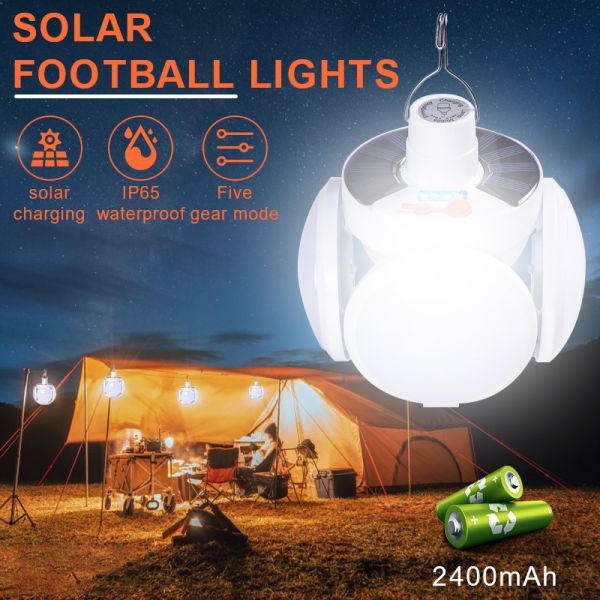 Folding LED Soccer Ball Lamp USB Charge Search Light For Camping
