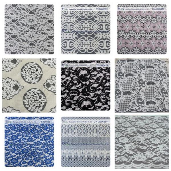 Fashion Pink Flower Cotton Nylon Lace Fabric for Wedding Dresses