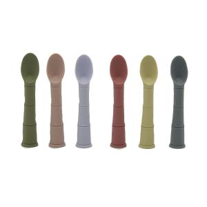China Soft Curved Bamboo Silicone LFGB Training Spoons For Toddlers wholesale
