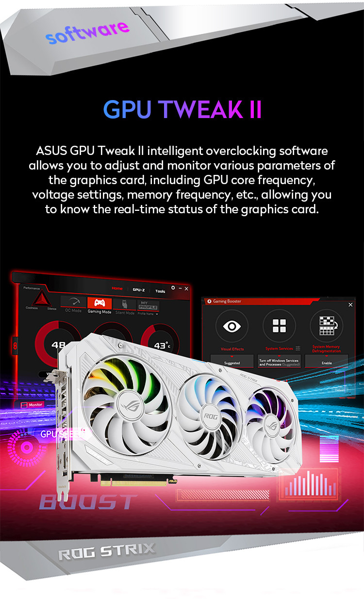 LHR Version Computer Graphics Card ROG-STRIX-RTX3080-O10G-WHITE ASUS Graphics Card
