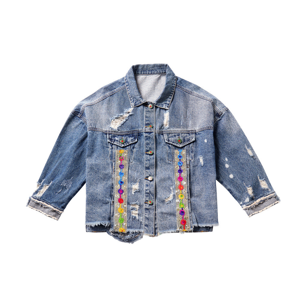 Swan Print Hole Cowboy Ladies Jackets Coats