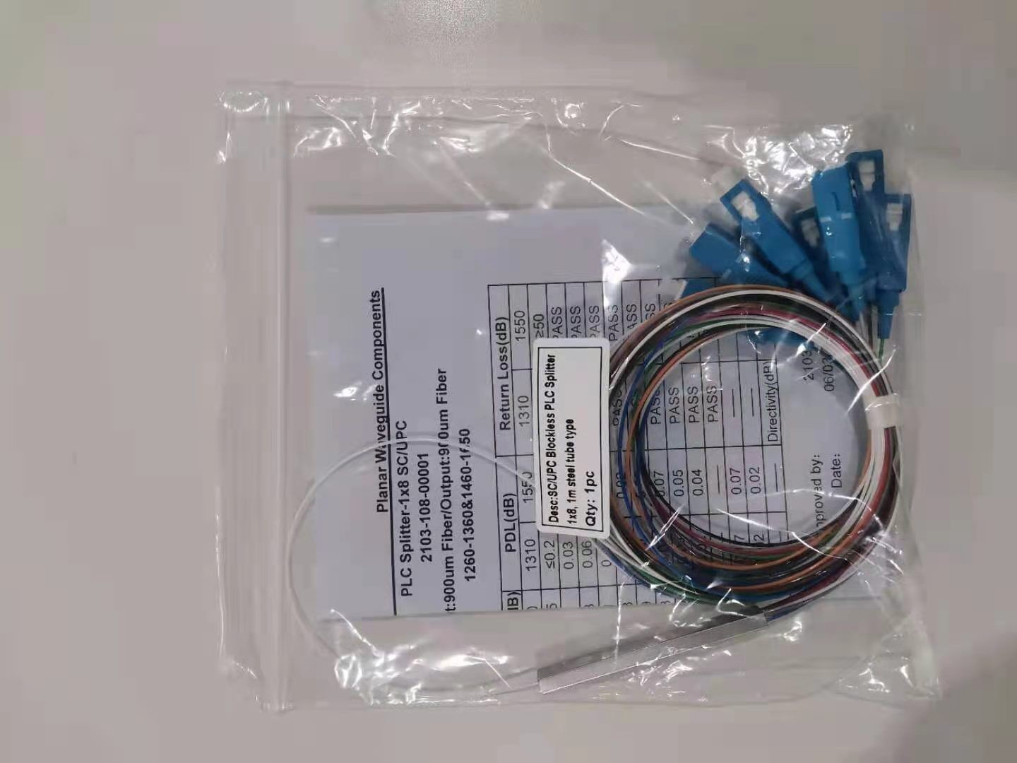 1X16 PLC 1310nm Fiber Optic Splitter G657A1 Gpon Epon SC APC UPC
