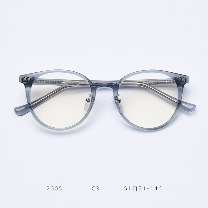Myopia Female TR90 Material Glasses Trendy Net Red Round Blue Plate Flat Mirror Fashion Street Shooting