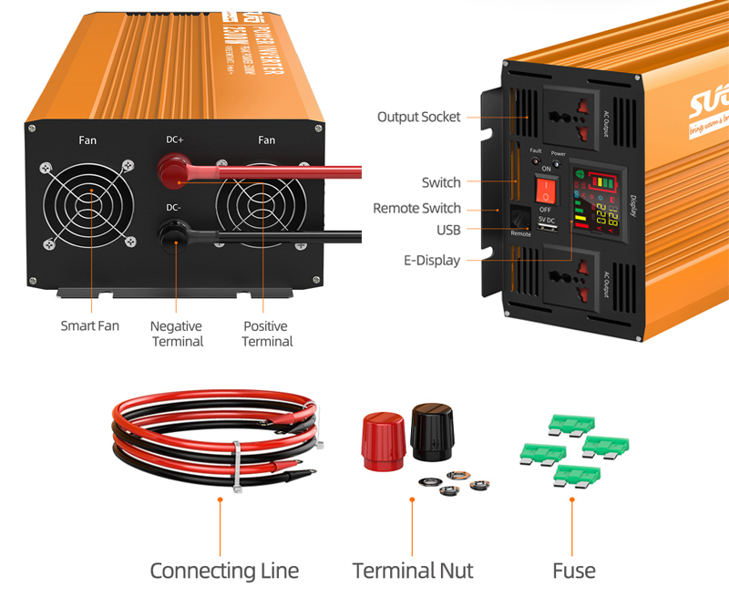 FCC DC To AC 2500W Output Voltage Pure Sine Wave Solar Inverter For Solar Power System