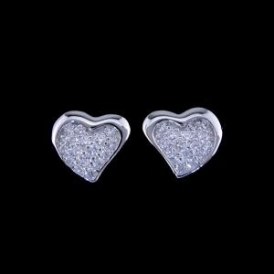 China Heart Shape Silver Cubic Zirconia Earrings / S925 Plating White Gold Earrings For Lady wholesale
