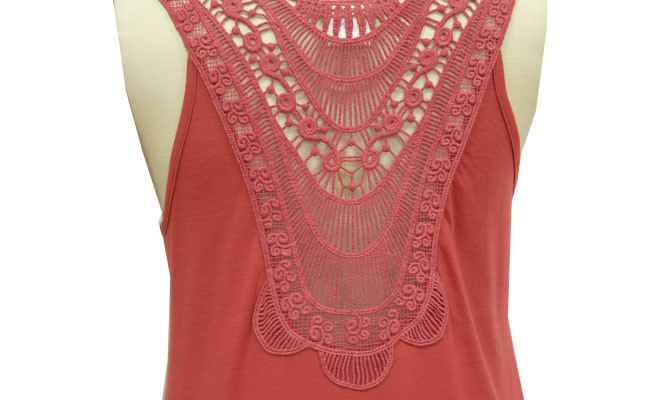 Hot Jersey U Neck Ladies Tank Tops With Big V Type Lace Sexy Customized Size