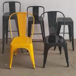 Household Stackable Metal Dining Chair Orange Vintage Metal Bistro Chairs