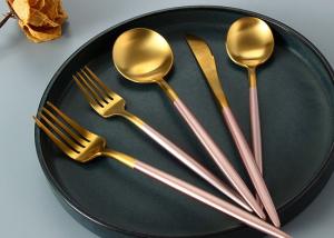 China FDA Gold And Pink Plated Stainless Steel Cutlery Set For Wedding wholesale