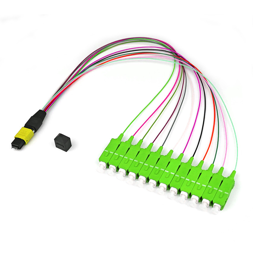 MPO MTP LC 12 Core Fiber Patch Cord For Network Rack / Panel