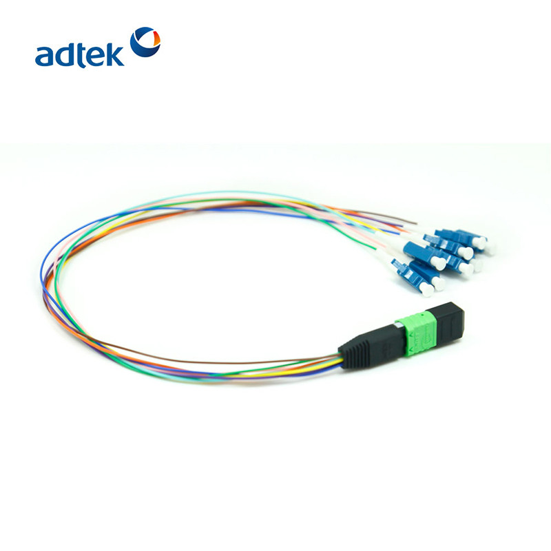 MPO-LC Duplex 3.0mm OM3/OM4 Break-out Cable Branch Length 0.5M Branch OD 2.0mm PVC/LSZH Aqua