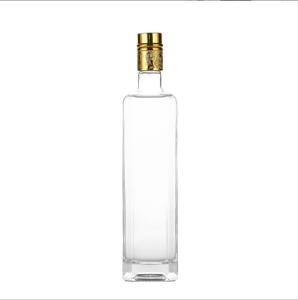 China Clear Glass Lid Square Dark Green Glass Bottle for Olive Oil 250ml 500ml 750ml 1000ml wholesale