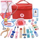 Kids' Role-Playing Doctor Injection Toy Gift Wooden Simulation Cloth Bag