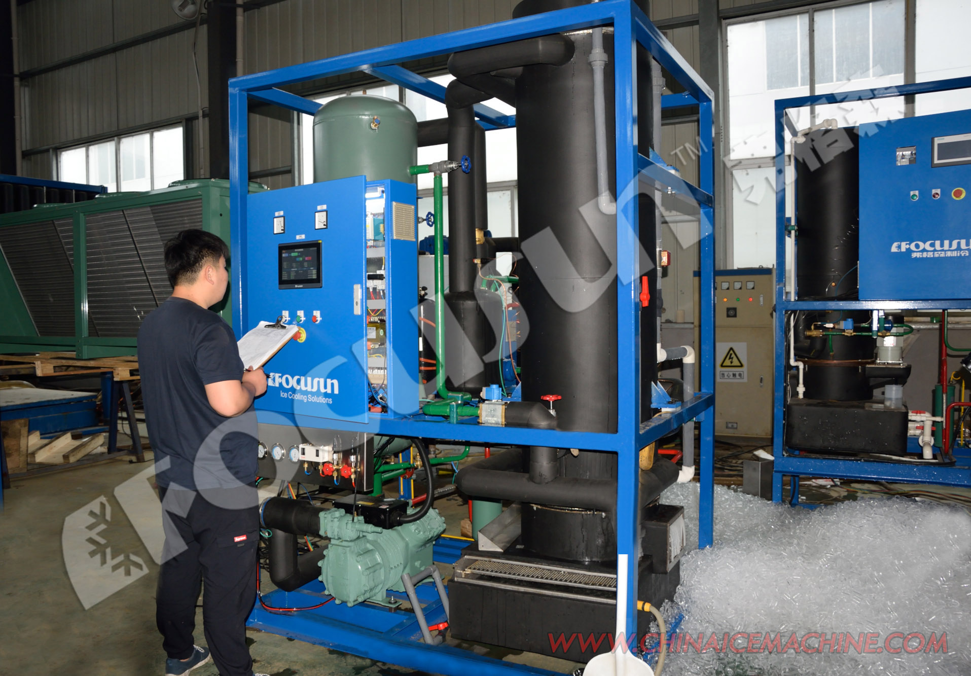 6 Tons/day Industrial Tube Ice Machine for Food Beverage Shops PLC Siemens by Focusun