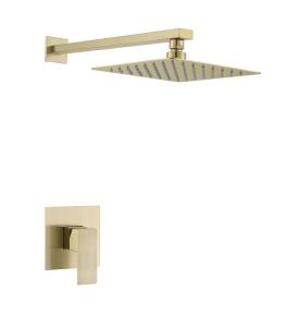 China Gold Square 1*8 Inch Shower Faucet Set Stainless Steel 304 Material wholesale