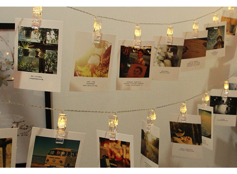 Pegs String Lights LED Clip Cards Photos Holder Bright Fairy Lights Christmas Wedding Birthday Party Valentine's day Dec