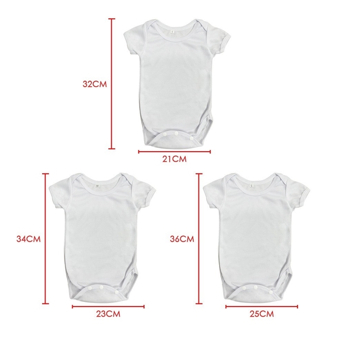 Customizable White Short Sleeve Newborn Romper For Sublimation Heat Transfer Printing