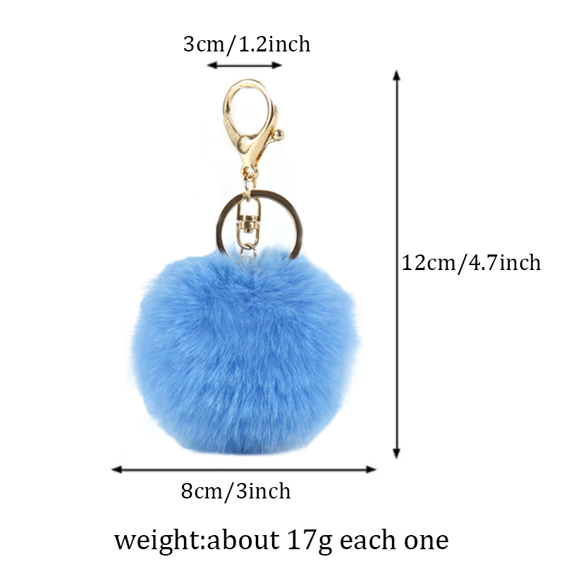 3inch Wide Key Chain Ornaments , Designer Pom Pom Keyring Faux Fur