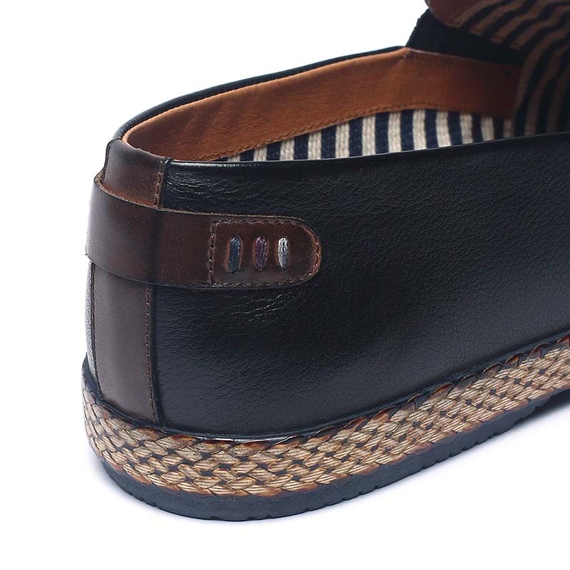 Fashionable Spring Black Mens Leather Casual Shoes