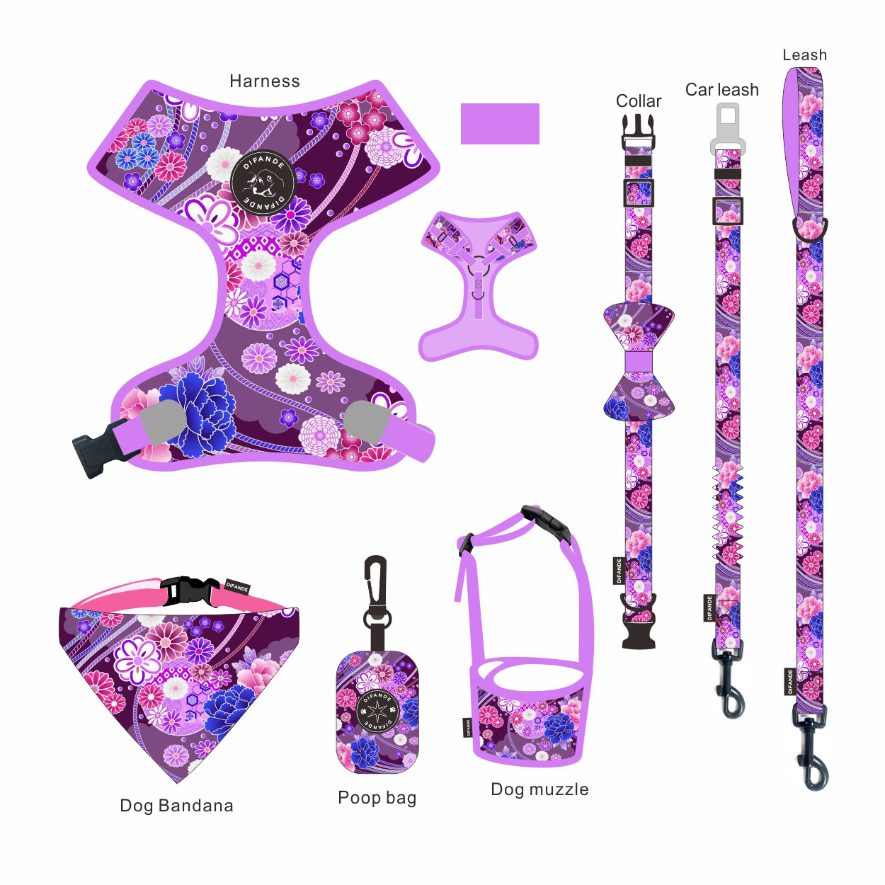 No Neck Injuries Leather Dog Harness Set Customizable Fit Resist Fraying