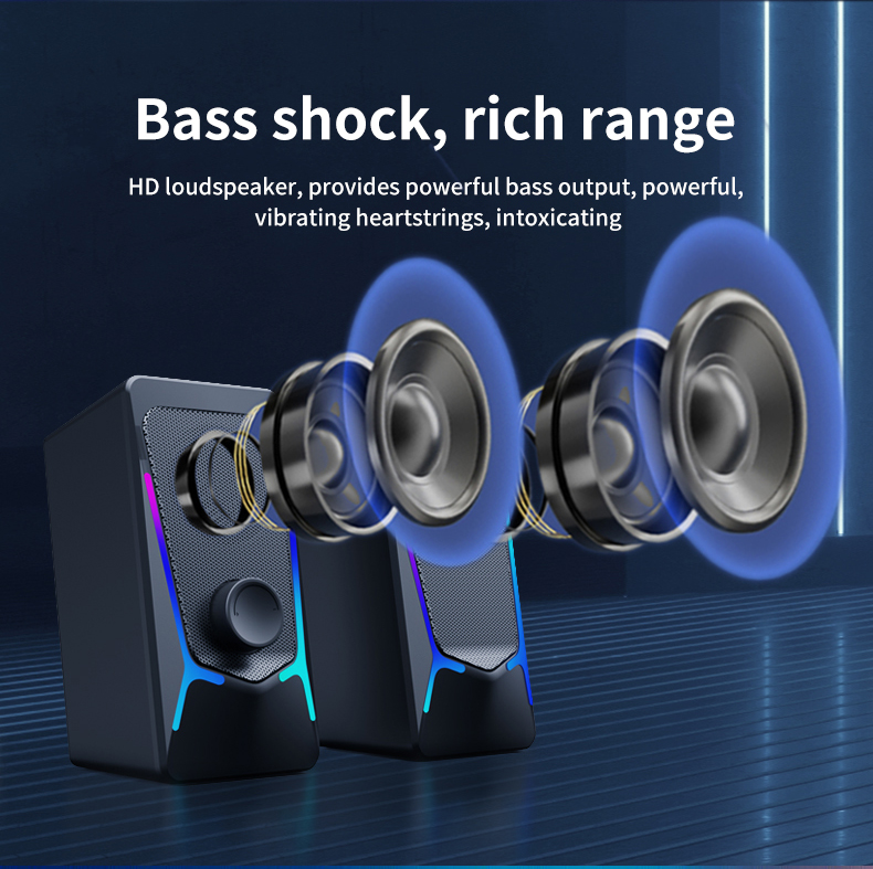 CO707 Gaming RGB Desktop Speakers 2.0 Channel USB Powered Stereo for Computer Desktop
