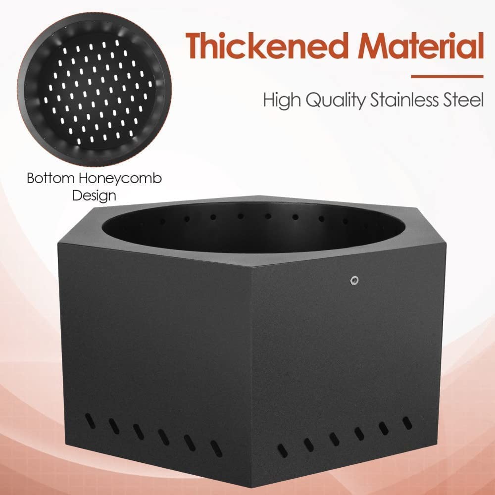 20.39" L×12.01'' H Portable Smokeless Fire Pit For Outdoor Campfire Flame