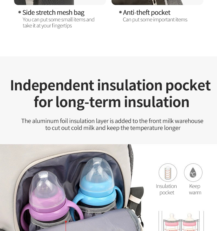 ISO9001 Softback Multifunction Travel Diaper Bag Backpack Water Resistant