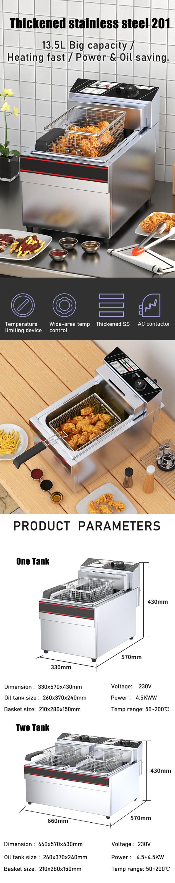 CE Approved 13.5L Capacity Fats Fryer for Commercial Fish Potato Plantain Chips Frying