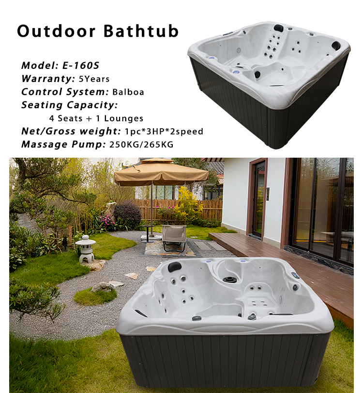 Out Door Acrylic Massage Air Jets Whirlpool Hot Tubs With Underwater Led Light