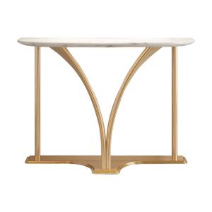 China Stainless Steel Entrance Table Wall Table Titanium Gold Metal Base Natural Marble Top Hotel Villa And Living Room Use wholesale