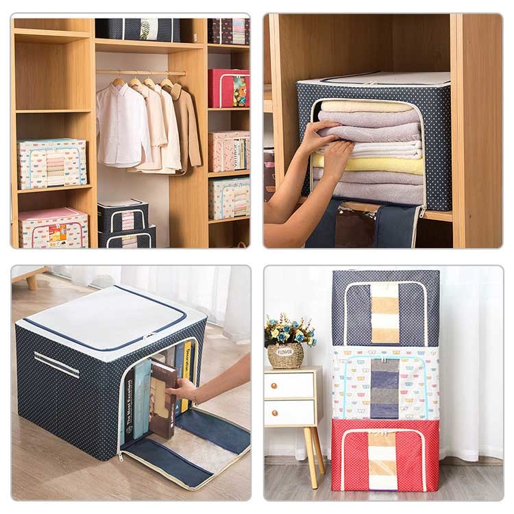 Reusable Cube Fabric Household Storage Containers With Zippers Foldable Length 40cm