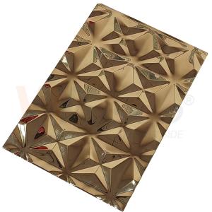 China Ornamental 5x10 Titanium Gold Mirror Embossed Finished Stainless Steel Sheet wholesale