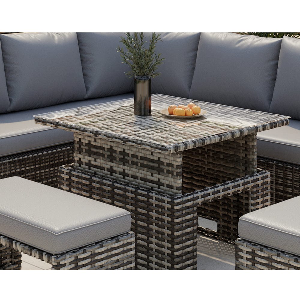 Upgrade Your Patio with AJUNION Garden Furniture Rattan Sofa and Adjustable Table