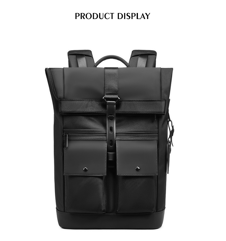 1680D Polyester College Sports Waterproof Business Backpack Solid Color