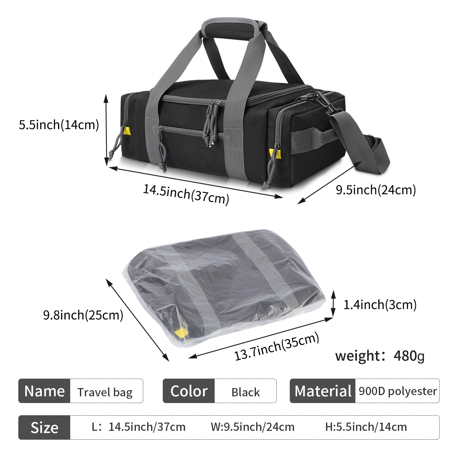 Single Shoulder Heavy Duty Travel Duffel Bag Carry On 22 X 14 X 9 37x24x14CM