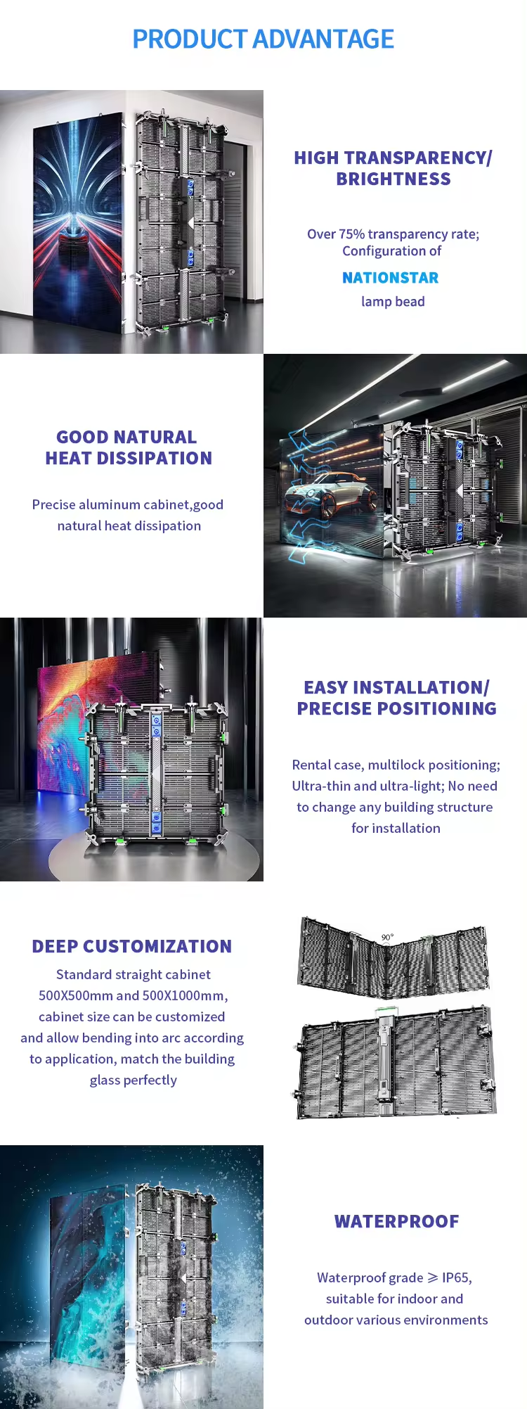 HD P3.91-7.82 Outdoor Transparent LED Screen Display Rental Full Color