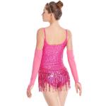 Stunning Holograms Sequined-Fringes Illusion V-Neck Tap Jazz Costume Dance Dress