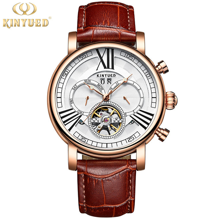 Fashion brand KINYUED tourbillion watch mechanical luminous hand automatic mechanical mens watch