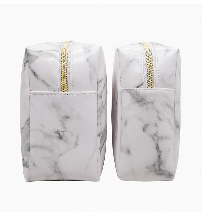 Large Capacity Waterproof Toiletry Wash Bag White Marble Leather