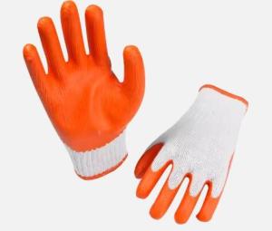 China 10 Gauge Flat Plain Latex Orange Industrial Rubber Gloves wholesale