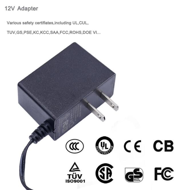 12V 1A 12Watt US EU Wall Mount Power Adapter with Level VI CE UL marked for CCTV Camera led neon lights