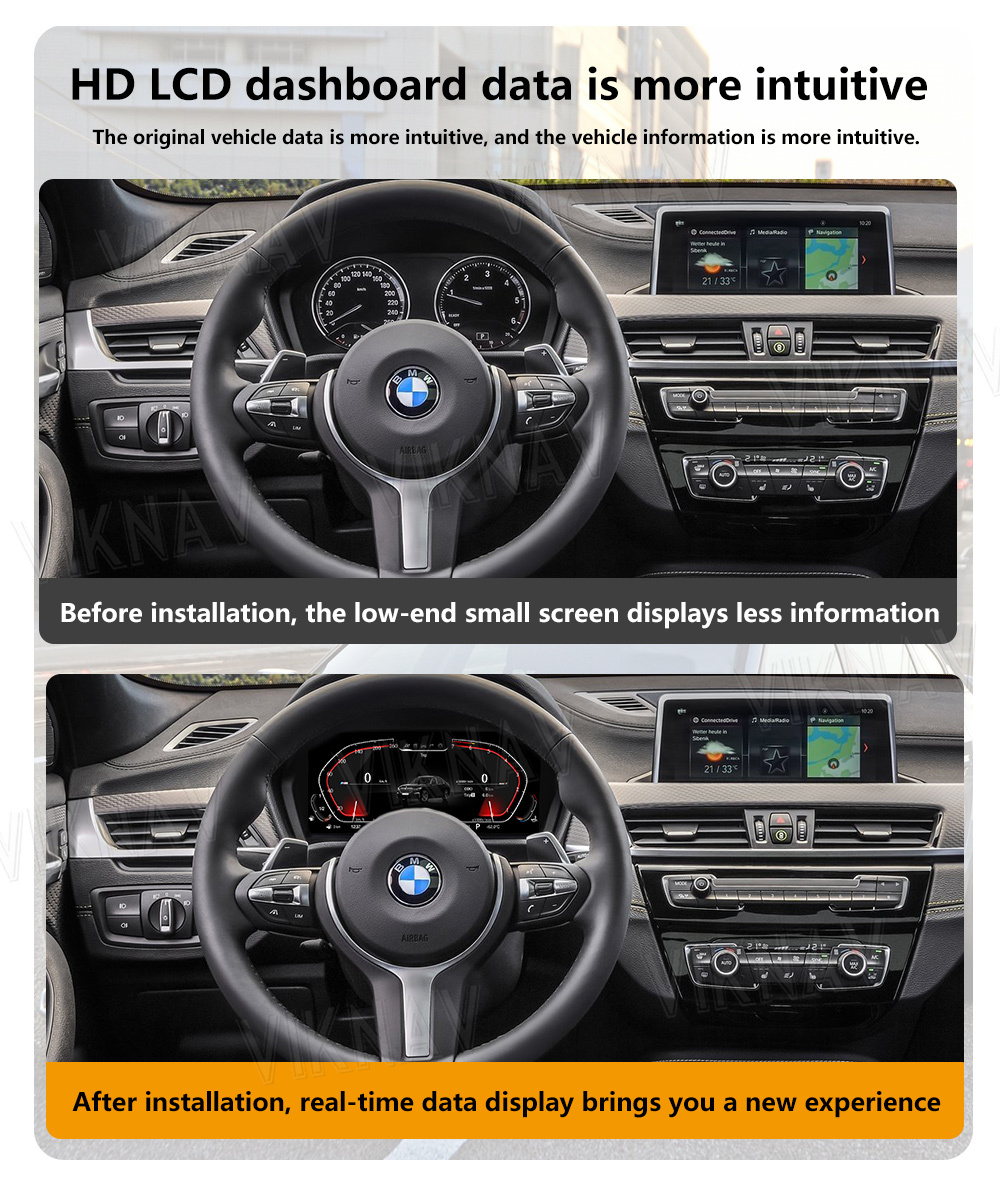 Viknav For BMW X1 X2 1Series 2Series (2013-2022) 12.3 inch instrument cluster replacement linux digital gauge screen