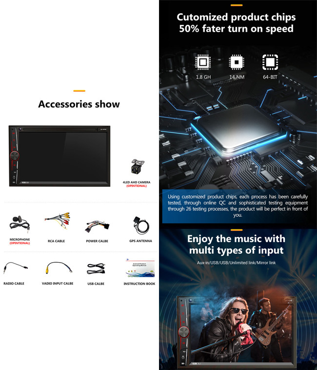 7 Inch Double Din Car Stereo With Backup Camera
