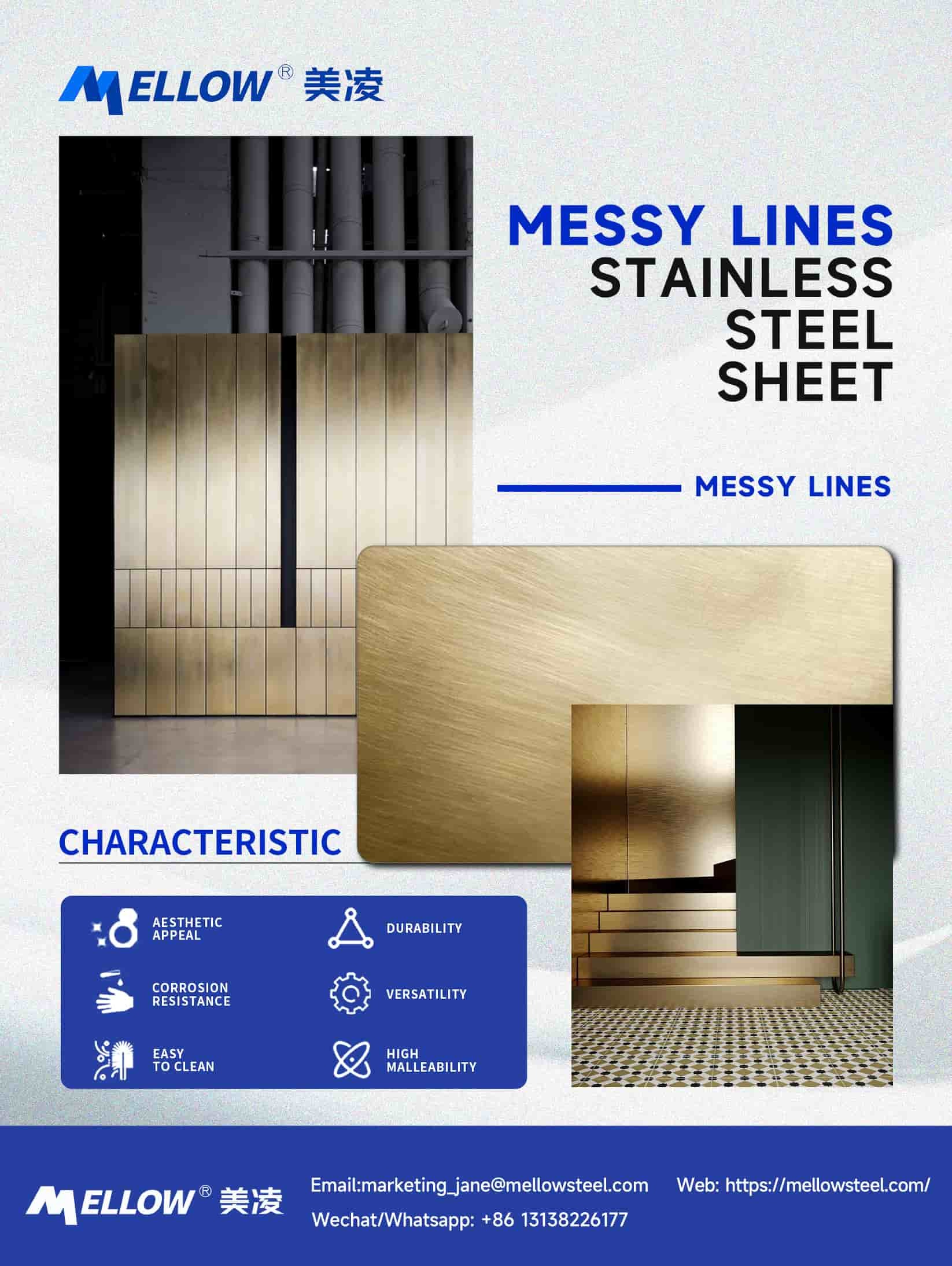 Titanium color Satin Mirror Finish Stainless Steel Sheet with Random Pattern