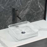 Transparent Glass Countertop Bathroom Sinks No Overflow Included
